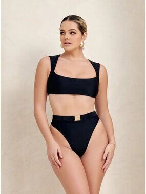 MBM Swim Marcia B Maxwell Black Paradise Top NWT $78, Size Medium